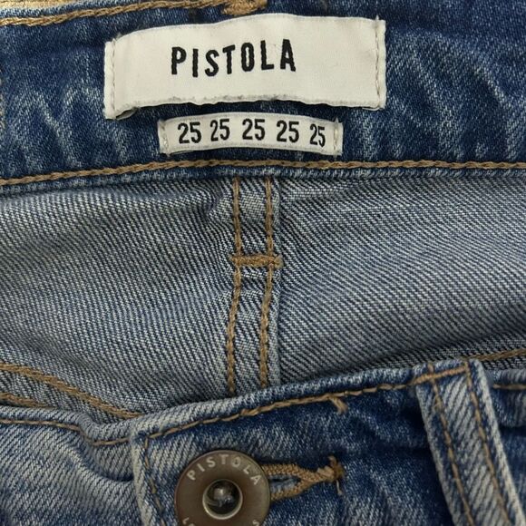 PISTOLA JEANS WOMENS SIZE 25 P6027AXS-WSP Distressed Raw Hem Straight - Picture 11 of 12
